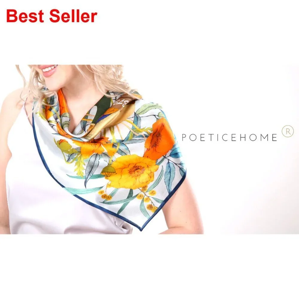 100% Pure Mulberry Silk Square Scarf 27x27 Women Neckerchief Headscarf